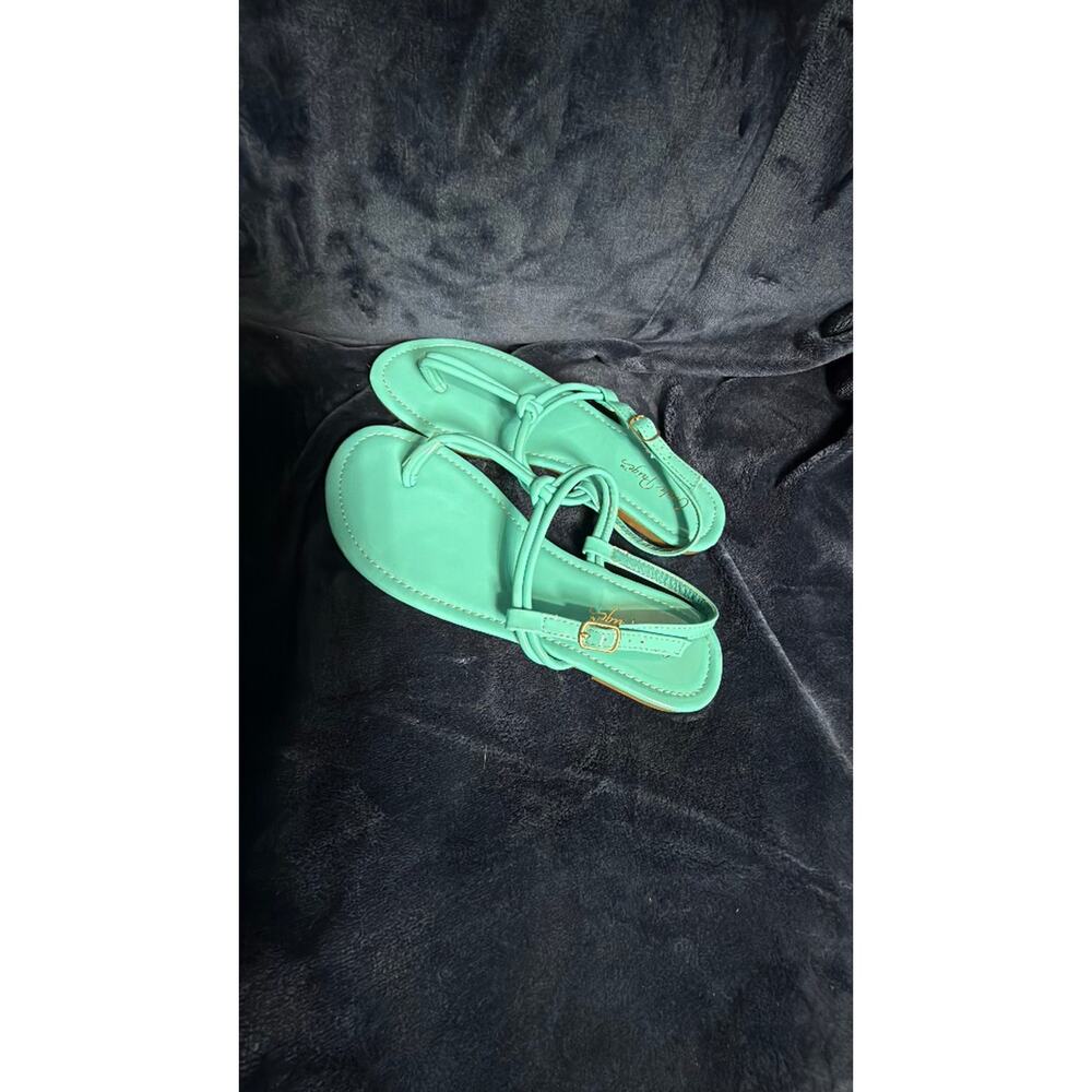 Charlie Paige Teal/Green Strappy Thong Sandals - Picture 6 of 6